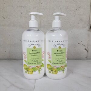 Crabtree and Evelyn‎ Sweet Almond Oil BODY LOTION Large 16.9 oz New! 2 Bottles